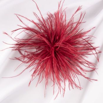 Brosa puf pene fine bordo cu diametru de 15 cm, cu clips pentru par