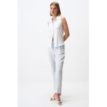 Pantaloni din in cu talie ajustabila