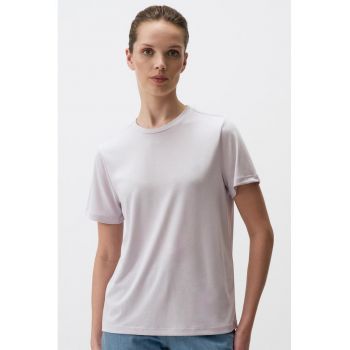 Tricou din amestec de modal cu decolteu la baza gatului
