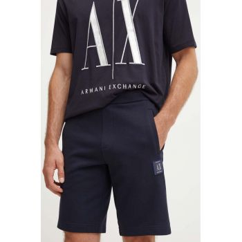 Armani Exchange pantaloni scurti din bumbac barbati, culoarea albastru marin