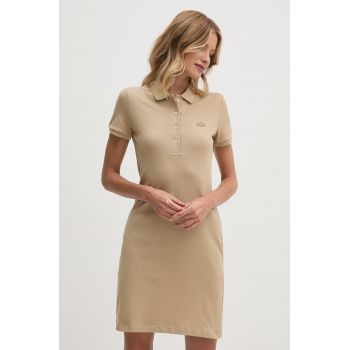 Lacoste rochie culoarea bej, mini, dreaptă