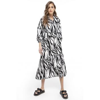 Rochie midi evazata cu model
