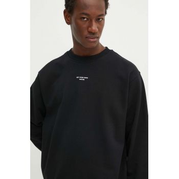 Drôle de Monsieur hanorac de bumbac barbati, culoarea negru, cu imprimeu, PERM.SW148.CO127 Le Sweatshirt Slogan Cl
