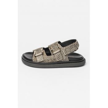 Sandale din piele cu cu animal print Harper