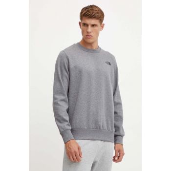 The North Face bluza Simple Dome Crew barbati, culoarea gri, cu imprimeu, NF0A89FBDYY1