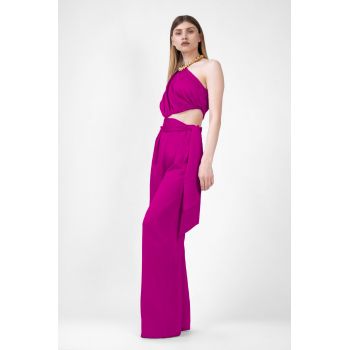 Salopeta maxi fuchsia cu esarfe