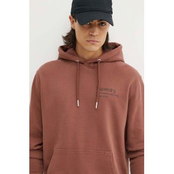 Superdry hanorac de bumbac barbati, culoarea maro, cu glugă, modelator, M2013723A-4PZ