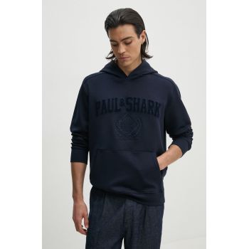 Paul&Shark bluza barbati, culoarea albastru marin, cu glugă, cu imprimeu, 14311879