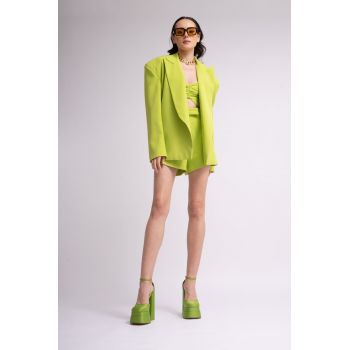 Sacou lime oversized cu umeri construiti