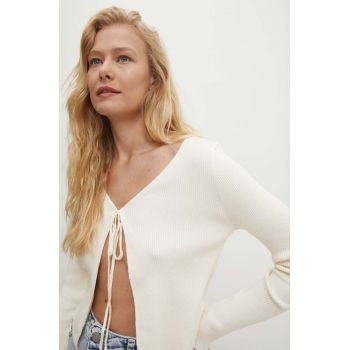 Answear Lab cardigan de lana culoarea bej, light