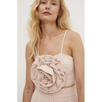 Answear Lab top culoarea bej, neted