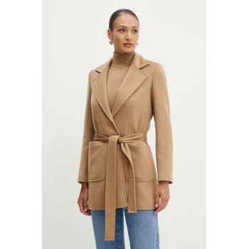 MAX&Co. palton de lana culoarea maro, de tranzitie, desfacut, 2428086014200
