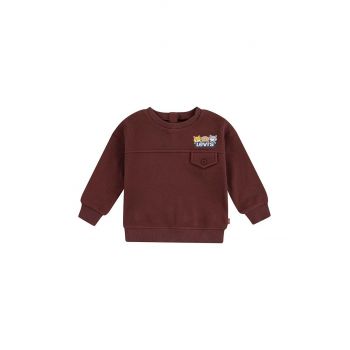 Levi's bluza bebe CHARACTER POCKET CREW culoarea maro, cu imprimeu, 6EL339