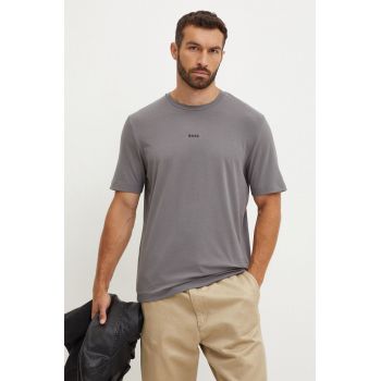 BOSS tricou BOSS ORANGE barbati, culoarea gri, cu imprimeu, 50473278
