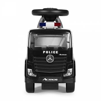 Masinuta pentru copii fara pedale Ecotoys Mercedes Politie negru, de la 2 ani pana la greutatea maxim admisa de 23 kg, protectie anti-rasturnare, spatiu de depozitare sub scaun