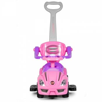 Masinuta copii de impins 3 in 1 Ecotoys 381 roz, maner parental detasabil, spatiu de depozitare, suport pentru picioare, greutate maxim admisa 25 kg