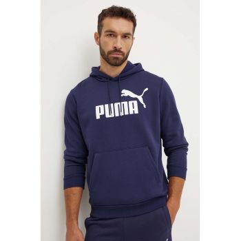 Puma bluza barbati, culoarea albastru marin, cu glugă, cu imprimeu