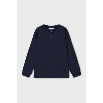 Bluza de bumbac cu buzunar aplicat