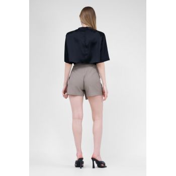 Fusta pantalon bej asimetrica cu buzunare