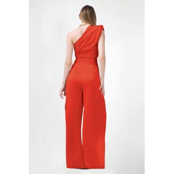 Red Maxi Jumpsuit With Scarves