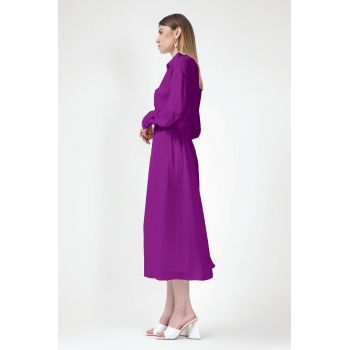 Rochie midi mov cu corset