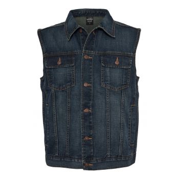 Vesta de denim cu buzunare pe piept