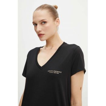 Armani Exchange tricou din bumbac culoarea negru
