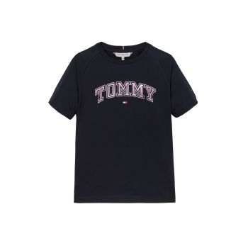 Tricou cu imprimeu logo si maneci raglan