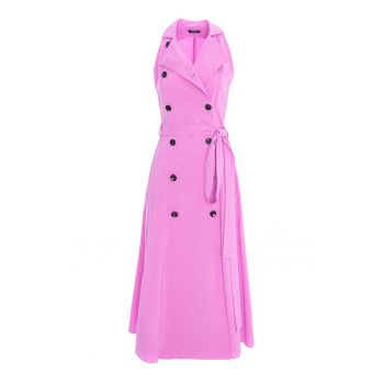 Rochie evazata cu doua randuri de nasturi - fara maneci