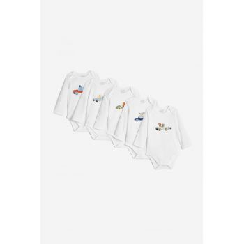 Set de body-uri din bumbac cu imprimeu - 5 piese