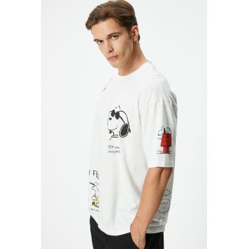 Tricou supradimensionat cu imprimeu Snoopy