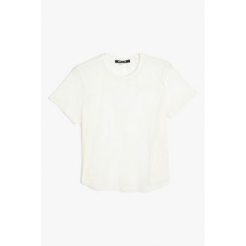 Tricou uni cu decolteu rotund