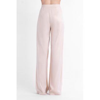 Costum  ivoire cu insertii aurii cu sacou slim si pantaloni wide leg