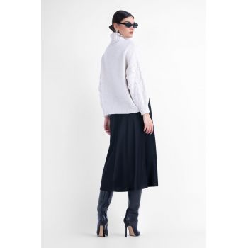 Fusta midi neagra din satin