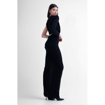 Rochie maxi neagra asimetrica cu decupaje