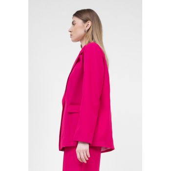 Sacou regular fuchsia cu buzunar dublu
