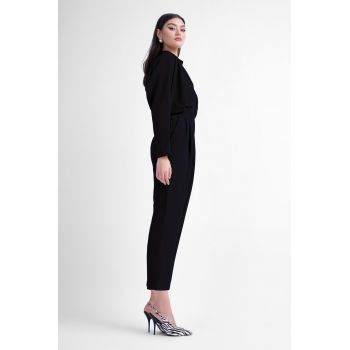 Salopeta maxi neagra cu nasturi si corset