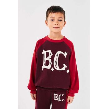 Bobo Choses hanorac de bumbac pentru copii culoarea bordo, cu imprimeu, 224AC050