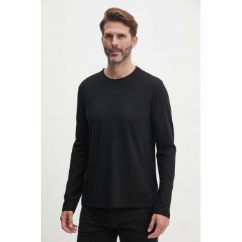 United Colors of Benetton longsleeve din bumbac culoarea negru, neted, 3JE1J19A9