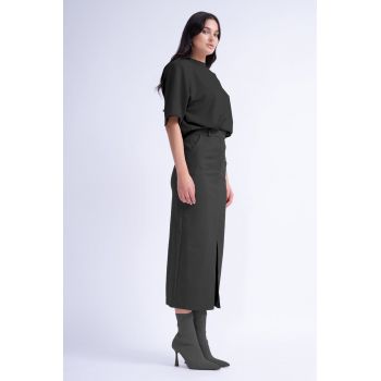 Fusta Dreapta cu Slituri Neagra