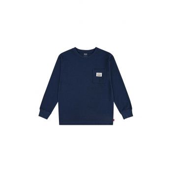 Levi's bluza copii LONG SLEEVE POCKET TEE culoarea albastru marin, neted, 9EL555
