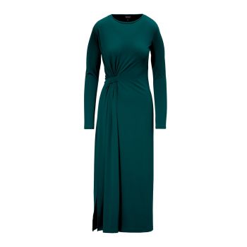 Rochie Midi Verde Inchis cu Nod Lateral