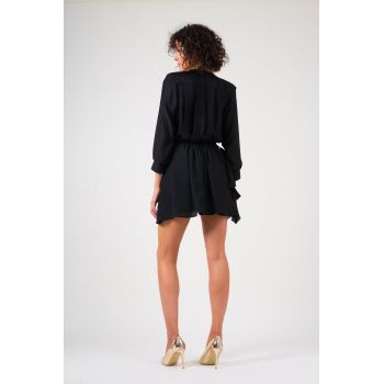Rochie neagra cu drapaj ajustabil