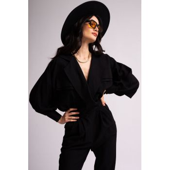 Salopeta neagra din in cu revere
