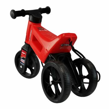 Tricicleta copii fara pedale Funny Wheels Rider SuperSport 2 in 1 Dakar Loprais, varsta 1-4 ani, transformabil in bicicleta cu o roata spate, inaltime scaun 27-29 cm, curea transport pe umar, anvelope de cauciuc