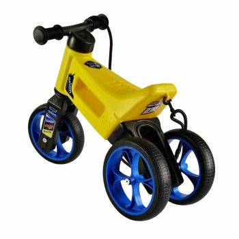 Tricicleta copii fara pedale Funny Wheels Rider SuperSport 2 in 1 Dakar Michek, varsta 1-4 ani, transformabil in bicicleta cu o roata spate, inaltime scaun 27-29 cm, curea transport pe umar, anvelope de cauciuc