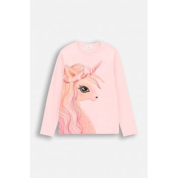Coccodrillo longsleeve copii culoarea roz, EVERYDAY GIRL