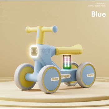 Vehicul fara pedale Ride-On pentru copii, Nichiduta Happy Blue, cu sunete si lumini de la 1 an, dimensiune 57 x 23 x 42cm, inaltime pana la sezut 28 cm, roti silentioase din spuma Eva