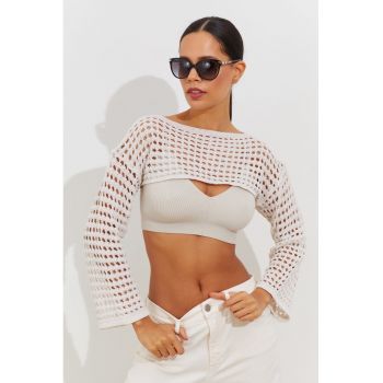 Bluza crop cu perforatii