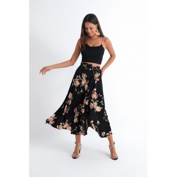 Fusta asimetrica cu model floral